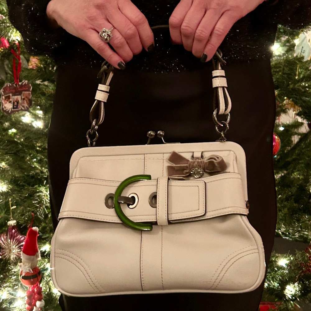 Vintage Coach Leather Bag, Bone White